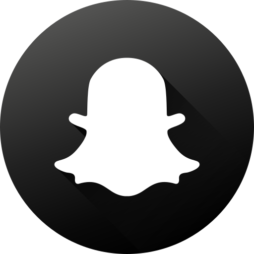 Black white, circle, high quality, long shadow, snapchat, social, social media icon